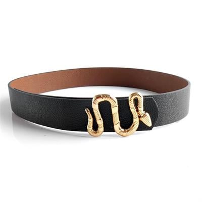 Gold Yılan Tokalı Suni Deri Kemer