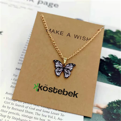 Gri Kelebek Gold Zincir Kolye