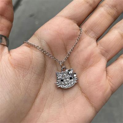 Hello Kitty Face Taşlı Kolye