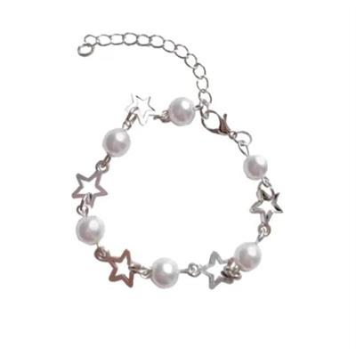 İncili Yıldız Zincirli Bileklik