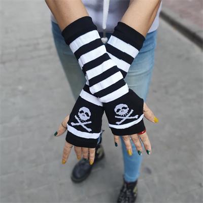 Kesik Parmak Siyah Beyaz Skull İkili Kolluk