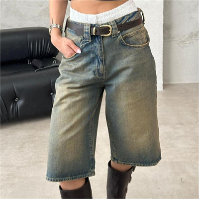 Mavi Vintage Kahverengi Taşlanmış Yıkamalı Retro Kısa Paçalı Kot Şortolon