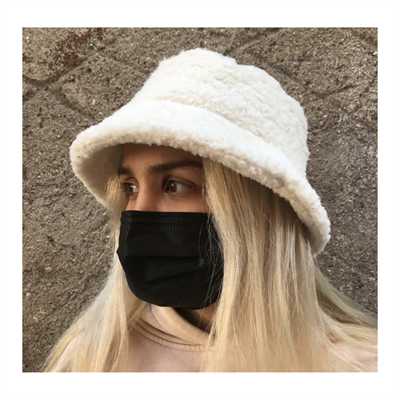 Peluş Beyaz Renk Bucket Şapka