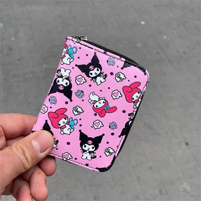 Pembe Anime Fantasy Magic Melody - Kuromi Love Messages Kolaj Kısa Cüzdan