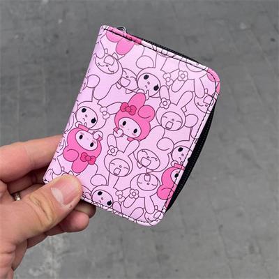 Pembe Anime Fantasy Magic Melody Faces Kolaj Kısa Cüzdan