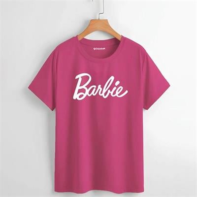Pembe Barbie Logo Basic Unisex T-Shirt