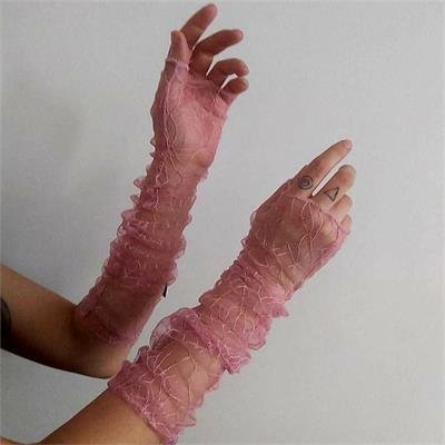 Pembe Desenli Tül İkili Kolluk