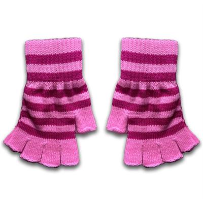 Pembe Fuşya Çizgili Kesik Parmak Unisex Eldiven