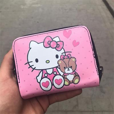 Pembe Hello Kitty And Teddy Portrait Kısa Cüzdan
