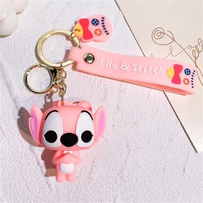 Pembe Stitch - Angel Silikon Anahtarlık
