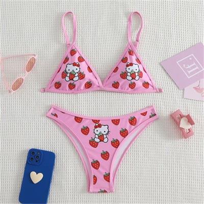 Pembe Strawberry Hello Kitty Bikini Takımı