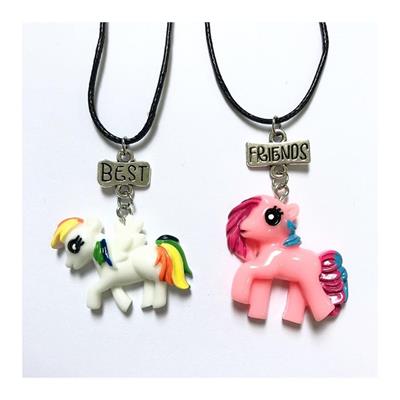 Pembe Ve Beyaz Unicorn Bff Kolye