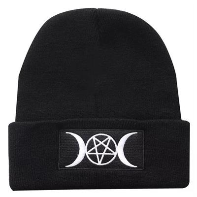 Pentagram Moon Beanie Siyah Bere