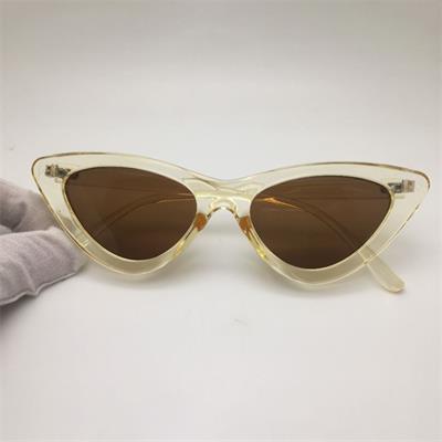 Şeffaf Sarı Cateye Çerçeveli Kahverengi Camlı Modern Güneş Gözlüğü