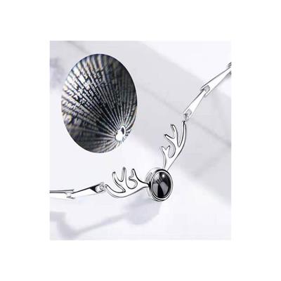 Silver Geyik Boynuzlu 100 Dilde Seni Seviyorum Kolye