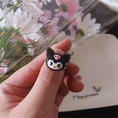 Siyah Anime Harajuku Kuromi Face Yüzük