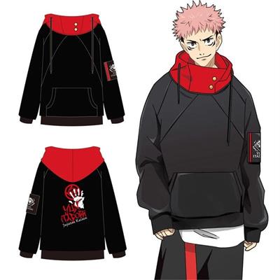 Siyah Anime Jujutsu Kaisen Yuji Itadori Kapüşonlu Sweatshirt