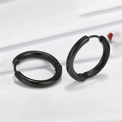 Siyah Basic Şık Halka Küpe