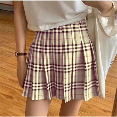 Siyah Beyaz Çizgili Bej Ekose Etek