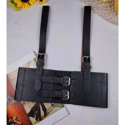Siyah Deri Harness Belt
