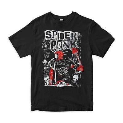 Siyah Gotik Spider Punk Unisex T-Shirt 