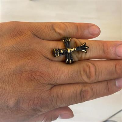 Siyah Skull And Cross Ayarlanabilir Yüzük 