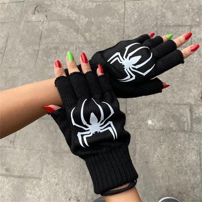 Siyah Spider Kesik Parmak Unisex Eldiven