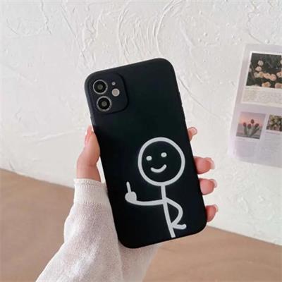 Siyah Stickman Middle Finger İphone Telefon Kılıfları