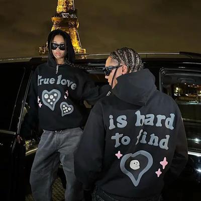 Siyah True Love Is Hard To Find Kalın Kumaş (Unisex) Kapüşonlu Sweatshirt