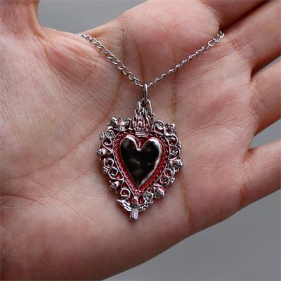 Siyah Vintage Heart Talisman Kolye