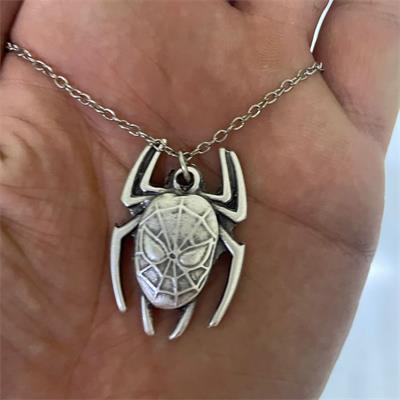 Spider Face Silver Zincirli Kolye