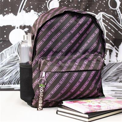 Suluklu Siyah Black Pink Logo Kolaj Okul Sırt Çantası