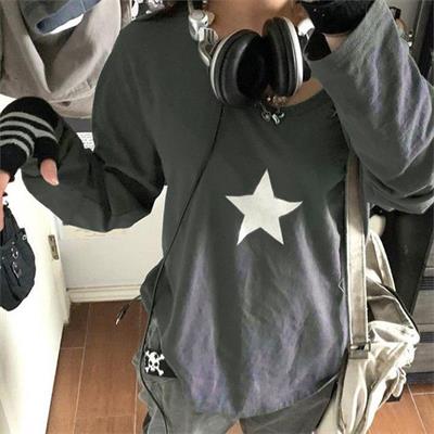 Yıldız Baskılı Füme Basic Unisex Sweatshirt