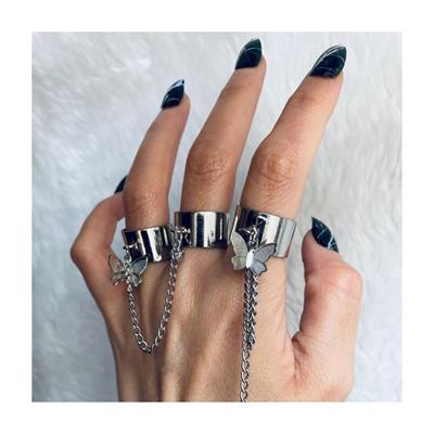 Zincirli Butterfly Üçlü Yüzük 