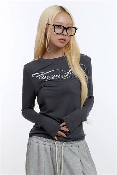 Antrasit Aways lucky Y2K Uzun Kollu Crop