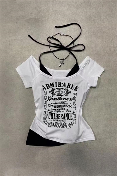 Beyaz Admirable Madonna Yaka Ek Askılı Gotik Grunge Y2K Kısa Kollu Full Body Crop