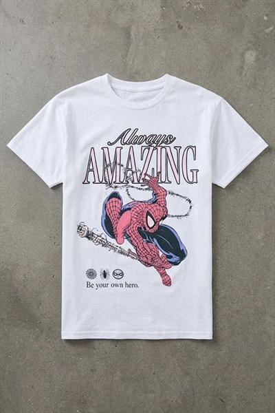 Beyaz Always Amazing Spider Cartoon Unisex T-Shirt 