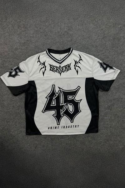 Beyaz Anime Berserk Guts 45 Number V Yaka Unisex Forma