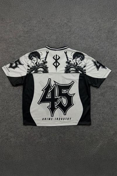 Beyaz Anime Berserk Guts 45 Number V Yaka Unisex Forma