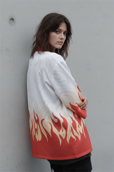 Beyaz Anime Demon Slayer Kyojuro Rengoku Unisex Kimono