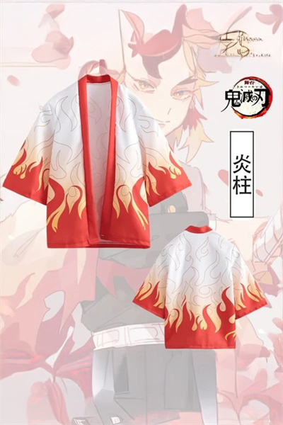Beyaz Anime Demon Slayer Kyojuro Rengoku Unisex Kimono