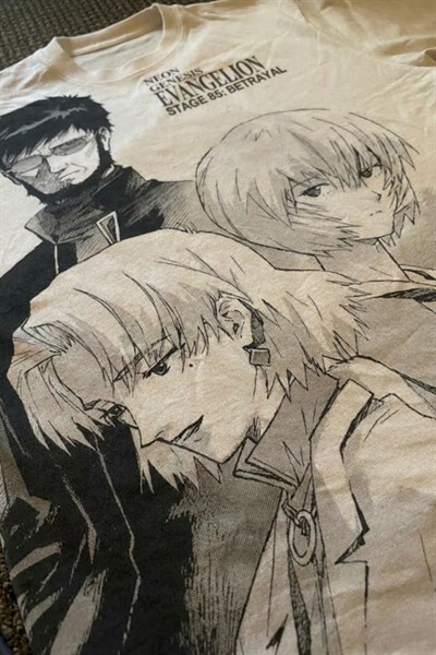 Beyaz Anime Neon Genesis Evangelion Y2K Unisex T-Shirt