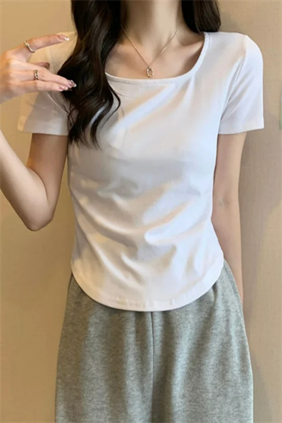 Beyaz Basic Y2K Kısa Kollu Crop