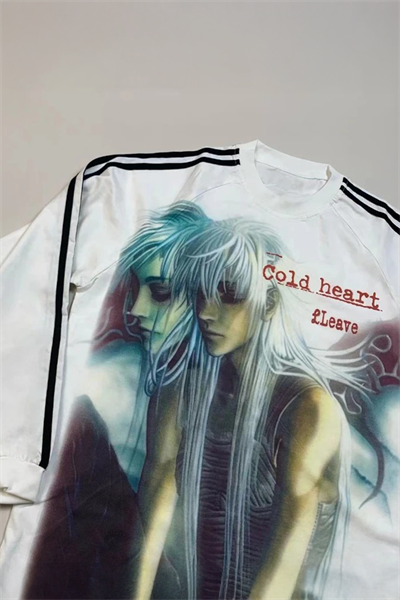 Beyaz Cold Heart 3 Şeritli Y2K Sweatshirt