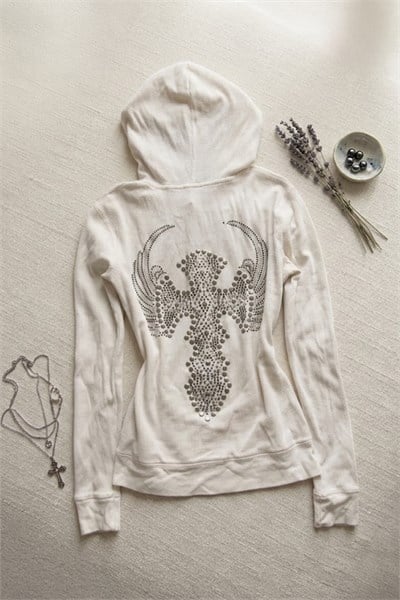Beyaz Cross Wings Gotik Y2K Crop Hırka