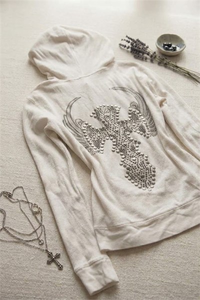 Beyaz Cross Wings Gotik Y2K Crop Hırka