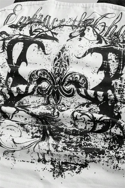 Beyaz Dantelli Embrace The Chaos Gotik Y2K Boyundan Bağlamalı Crop