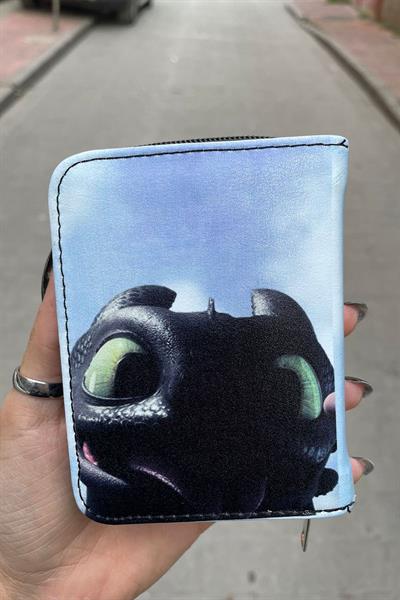 Beyaz Ejderhanı Nasıl Eğitirsin Dişsiz ve Işığın Öfkesi Sevimli Yüz Baskılı Kısa Cüzdan