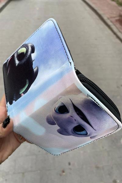 Beyaz Ejderhanı Nasıl Eğitirsin Dişsiz ve Işığın Öfkesi Sevimli Yüz Baskılı Kısa Cüzdan