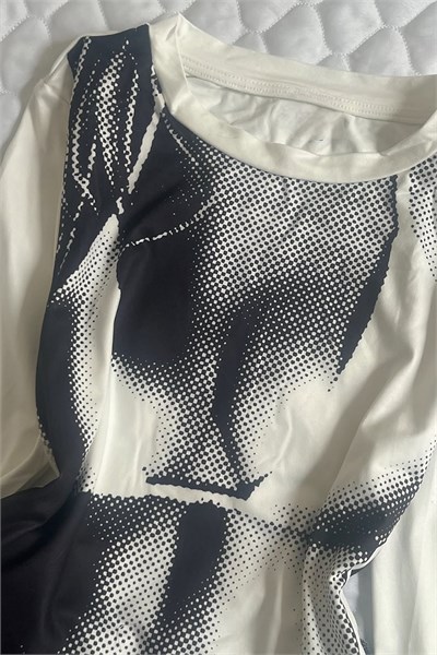 Beyaz Gotik Girl Body Y2K Uzun Kollu Crop